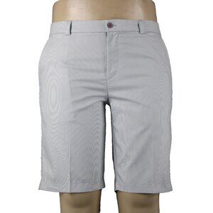 Sligo $90 Sz 34 x 11 White Gray Striped Polyester Spandex Golf Shorts